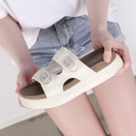 [G3516] 발편한 쿠션 키높이 스트랩 큐빅 통굽 슬리퍼 5CM : 새로이클라쓰