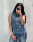 가니 25SS 블루 텍스쳐 데님 탑 J1720 (관부가세포함) : 마이리틀런던