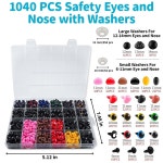 크로치팅용 안전 눈 보조 도구, 1040 PC 6-14mm 및 코 세트, 아미구루미용 플라이어, 동물 인형 눈, 제작 용품 - 파란색 Blue : 쪼까리몰