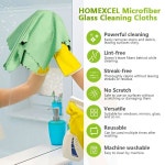 HOMEXCEL 극세사 유리 청소포-6PK, 16 x14 보풀 없는 창문 청소포, 안경, 거울, 스크린, 스테인리스 스틸, 청소용 프리미엄 물티슈, 및... 
