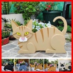 DIY 정원 냄비 고양이 모양의 화분 정원 꽃 냄비 고양이 동물 정원 동물 동상 조각 꽃 화분 정원 장식 : minsolminsol