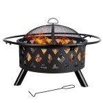 레드 마운틴 밸리 30인치 야외 우드 버닝 파이어 피트, 야외용 2-in-1 대형 원형 파이어 피트, 스파크 스크린, 파이어 포커, 커버, 파티오, 뒷마당... 