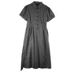 MARIE 여M 블랙 체크 반팔 카라 원피스 G9117 : 공룡빈티지