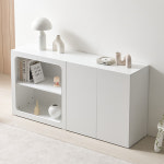 플로엘 2단 수납장식장 세트-베이직형+도어형 : 진영 가구