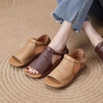 스트랩 슈즈 고품질 편안한 경량 가죽 플랫 할로우 스타일 데일리 발편한 : 유니직구대행3