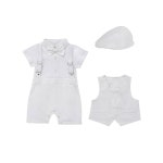 세례 의상 신사 보타이 롬퍼 화이트 웨딩 케이크 스매시 크리닝 점프수트 Short Silver 9-12 Months : 하늘공간 소리