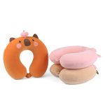 G1314 카피바라 목배게 U자형 목베개 입체형 인형 허리쿠션 : 쿠마네상점