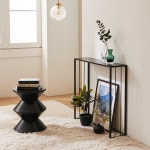 미니 반달 콘솔 슬림 반원 폭좁은 현관 테이블 벽 선반 중형 화이트 : 옥사랑