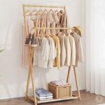 대나무 2단 스탠드 선반 행거 (70cm) (오크) 아이방 옷걸이 튼튼한행거 5단 : 라이언스트레이드