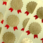 금상 상장 스티커 리본 금박 3.3X4cm 30P : 수니네문구