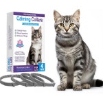 고양이용 진정 칼라 4팩, 페로몬 주입 칼라, 불안 및 스트레스 를 위한 천연 성분, , 소형 중형 조절 가능 (그레이) : 네오트레이드