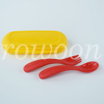 타파웨어 트윙클 탑 스푼 & 포크 세트 (옐로우케이스 포함) 이유식스푼 이유식포크 : 로운몰