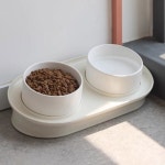 도도해식기 대형견 밥그릇 식탁 급수기 물그릇 강아지슬로우식기 높이조절식기 고양이식기 화이트 속볼 미 캣독 공통 누식 방지 : 흔바메켓