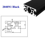 3D CNC 압출 프로파일 여유로운 알루미늄 슬롯 2040N1 40 표준 20 유럽 프레임 길이 프린터용 DIY 양극산화 2040N1 Black 100mm... 