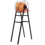 5/8 호스용 가든 호스 릴, 외부용 프리스탠딩 홀더, 금속 스탠드 300피트 호스, 수도관 정리함 보관용 랙, 블랙 : 루네브켓