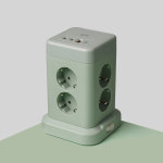 지클릭커 타워형 큐브 멀티탭 8구 고용량 4000W USB 2m, 그린, 1개 : 이엠쇼핑