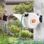 YONCDIAT 리트랙터블 가든 호스 릴 1/2인치 x 72피트 월 마운트 워터 릴, 정원 급수 및 세차용 180 회전 브래킷 화이트 : 루네브켓