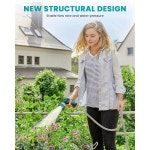 쿠파키 리트랙터블 가든 호스 릴 5/16인치 x 33피트, 3/4인치 황동 피팅이 있는 벽걸이 10 패턴 노즐, 자동 되감기 시스템, 길이 잠금 장치, 180... 