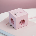 큐브형 멀티탭 고용량 4000W 사각 큐브 USB 멀티탭 3구 핑크, 1개 : 랜마스터