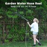 가든 워터 호스 릴 카트, 65-147피트 5/8인치 크기의 5/8인치, 벽걸이 편리한 보관 및 급수를 위한 휴대용 홀더 Green : 루네브켓