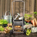 가든 호스 릴 카트, 75-150피트의 5/8인치 호스, 바퀴가 달린 휴대용 조절 가능한 난간, 퀵 커넥터 포함 Original Black : 루네브켓