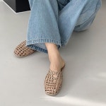 [G3521] 여성 발볼 넓은 둥근코 납딱이 바캉스 데일리 격자 젤리 뮬 슬리퍼 : 새로이클라쓰