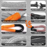 호키네티 키네틱 리커버리 견인 로프 1-1/8인치 x 20피트 48000LBS 스내치 스트랩과 소프트 섀클이 장착된 튼튼한 오프로드 스트랩 키트... 