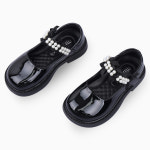 Boom 스완로퍼 / 여아 어린이 유치원 등원룩 검정 블랙 진주 메리제인 통굽 플랫 구두 : 붐 Boom