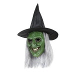 모자가 달린 MCJC 할로윈 마녀 마스크, 그린 호러 페이스 코스튬 액세서리, 무서운 사악한 좀비 마스크 Green : 이지샵96