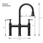 분무기가 있는 , 3홀 높이 아크 이중 손잡이 클래식 스테인리스 스틸 풀다운 가정용 캠핑카 세탁소 RV 바, 매트 블랙 : 식스틴유니버스몰
