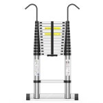 텔레스코프 사다리, 16 5피트 연장 사다리, 최대 용량 330파운드, 안정적인 후크와 RV 또는 야외 작업을 위한 균형 바가 있는 다목적 접이식... 