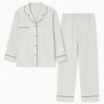 베이직 라인 긴팔 파자마 세트 커플잠옷 홈웨어 : anon 안온