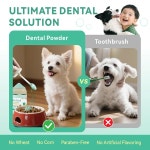 플라크 조절을 위한 반려견 치아 세정 파우더, 세정제, 구취 및 치석 제거제, 효소를 사용한 반려동물 - 80일 공급량 -180g(미역 소고기 맛)... 