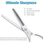 JASON 6인치 왼손잡이 헤어 커팅 가위 면도날 가장자리 헤어드레싱 스테인리스 스틸 얇게 자르는 남성용 헤어컷 B thinning Scissors... 