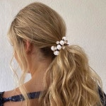 브리니 펄 헤어 타이 블랙 포니테일 홀더 엘라스틱 크리스탈 스크런치 액세서리 (3팩) set1 3 Count (Pack of 1) : 비또리마켓