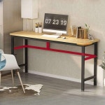 긴책상 2단 선반 테이블 폭좁은 데스크탑 160x40 따뜻한 코너 흰색 받침 월넛 : 헤이로샵