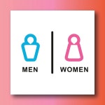 남여 화장실 경고문패 부착안내판 공공시설 휴게소 졸음쉼터 사각형 자석스티커 10x10cm : 스티커와 친구들