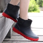 여성 숏 레인 부츠 가벼운 미들 무광 방수 장화 발편한 우먼 키높이 여름 비올때 신발 : 방금 마켓