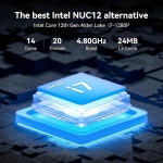 PC 데스 11 PCIe 스레드 20개) NUC12 14개, i7-1280P 컴퓨터(코어 DDR4/512GB 16GB GEEKOM 미니 IT12, 4세대 프로 인텔 12세대 SSD... 