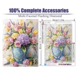 플라워 다이아몬드 페인팅 키트, 초보자용 5D 플로어스 아트 가정용 벽 장식용 DIY 풀 드릴 플랜트 젬 키트 12x16 인치 G6769-US : 라온앤드