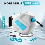 리지 워셔 압력 호스 릴, 65피트 X 1/4인치 파워 자동 되감기 벽 장착 접이식 3600 PSI 2FT : 구푸1