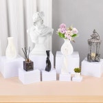 대형 8PCS 화이트 라이저, 디저트 세트, 수집품 주얼리 스탠드, 파티용 푸드 스탠드 아크릴 큐브 박스 사이즈 (10-9-8-8-7-6-5-4 : 에이스플러스22