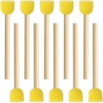 Pndeyo 10pcs 0 6 페인팅용 스펀지 브러시, 나무 손잡이가 있는 둥근 폼 페인트 DIY 예술 및 공예용 브러시 염색 도구 - 노란색 : 와이엠인콘