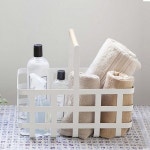 욕실 수납바구니 다용도 이동식 정리함 목재손잡이 인테리어 바스켓 수납용품 화이트 철제 우드 바구니 컨실러 : 네이보라-