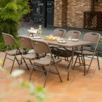 가든테일스 6인용 접이식 브로몰딩 야외테이블세트 라탄 디자인 테라스 카페 정원 야외테이블 : 시나몬샵