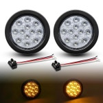 TMH 2pcs 4인치 12초 밝은 LED 턴 시그널 표시등 앰버 클리어 어셈블리 트럭 트레일러용 고무 마운트 그로밋 Amber : 우리당당마켓