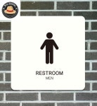 김프로센터 RESTROOM MEN1 부착형 정사각안내판 22x22cm 화장실스티커 : 김프로센터