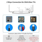 볼륨 조절 기능이 있는 TV 및 PC용 엑스트라 롱 코드 헤드폰, 18피트/550만 확장 스프링 코일 코드, USB RCA 어댑터가 3 5mm AUX, 스마트... 