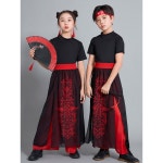 댄스복 트로트 난타 고고 반소매 밸 지퍼 셔츠 땡땡이 고고장구 단체복 세트 5부소매 반팔세트 귀걸이 레드스트랩 110cm 1 싱글 팬츠 110cm... 