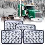 EaJ LEDMIRCY 4x6 LED 조명 고저밀폐 빔 화이트 직사각형 4PCS 45W 자동차 헤드라이트 어셈블리(H4651 H4656 H4652 H4666 H4668 H4642... 